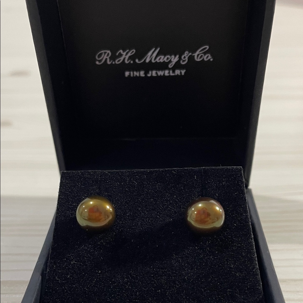R.H. Macy & Co. Olive-Black Cultured Pearl Earrings